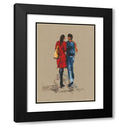 CITY WALK Black Modern Wood Framed Art Print with Double Matting by Shenli