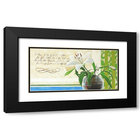 Floral GREETINGS II Black Modern Wood Framed Art Print with Double Matting by Warminski