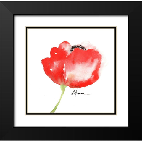 WATERCOLOR POPPY II Black Modern Wood Framed Art Print with Double Matting by Herrera, Leticia