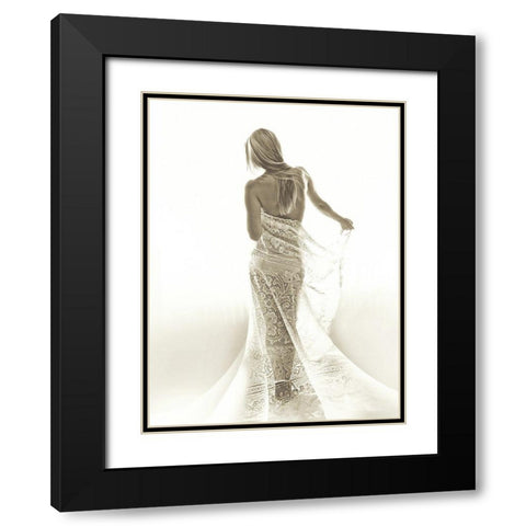 ADELINA IN LACE Black Modern Wood Framed Art Print with Double Matting by Dinsing, Dan