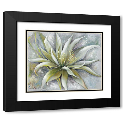 GREEN FLOWER Black Modern Wood Framed Art Print with Double Matting by Withaar, Rian