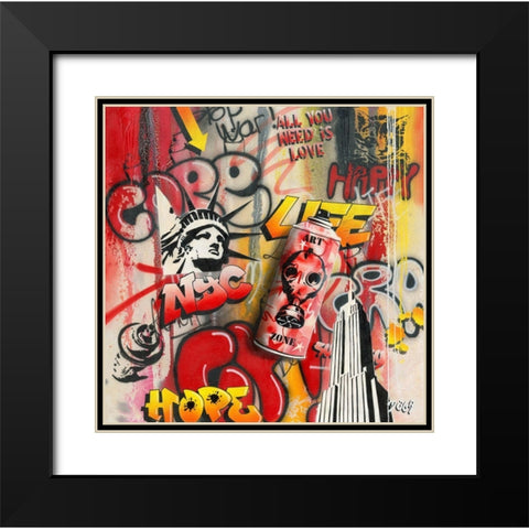 ART ZONE GRAFFITY Black Modern Wood Framed Art Print with Double Matting by Moega