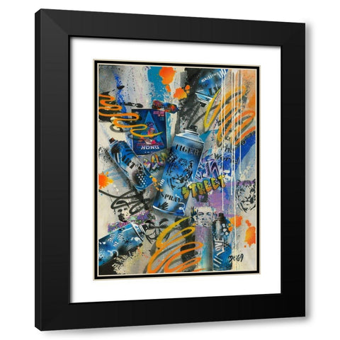 TIGER GRAFFITY Black Modern Wood Framed Art Print with Double Matting by Moega