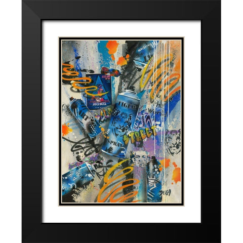 TIGER GRAFFITY Black Modern Wood Framed Art Print with Double Matting by Moega