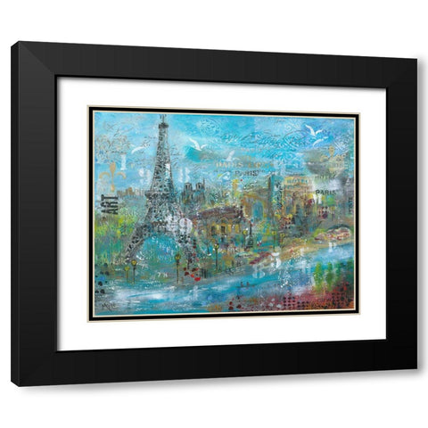 ABSTRACT PARIS Black Modern Wood Framed Art Print with Double Matting by Mizo