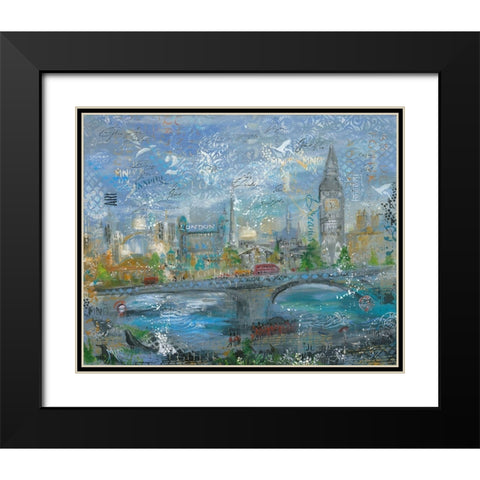 ABSTRACT LONDON Black Modern Wood Framed Art Print with Double Matting by Mizo