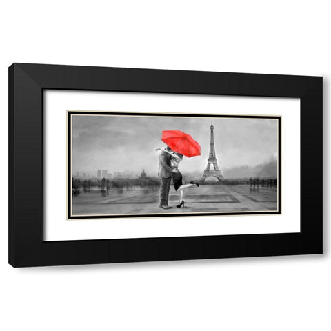 B+W Paris Love Black Modern Wood Framed Art Print with Double Matting by Tarin, Michael