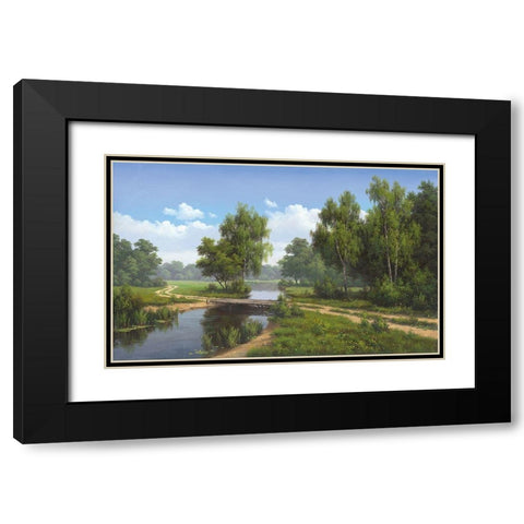 Path over water Black Modern Wood Framed Art Print with Double Matting by Babichev