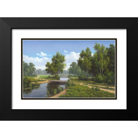 Path over water Black Modern Wood Framed Art Print with Double Matting by Babichev