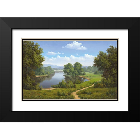 Calming view Black Modern Wood Framed Art Print with Double Matting by Babichev