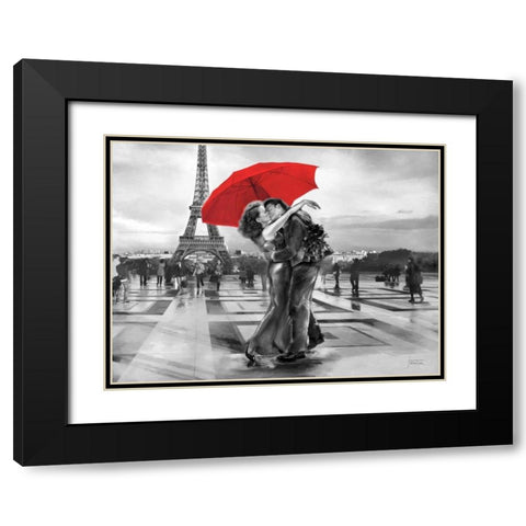 B+W French Kiss Black Modern Wood Framed Art Print with Double Matting by Tarin, Michael