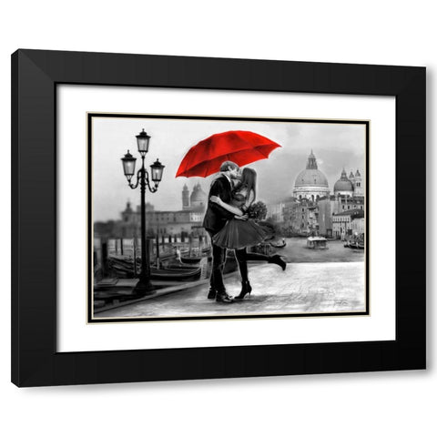 B+W Venice Love Black Modern Wood Framed Art Print with Double Matting by Tarin, Michael