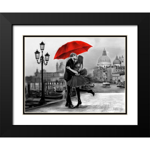 B+W Venice Love Black Modern Wood Framed Art Print with Double Matting by Tarin, Michael