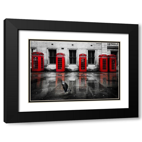 PHONE BOOTHS I Black Modern Wood Framed Art Print with Double Matting by Kostka, Vladimir