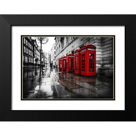 PHONE BOOTHS III Black Modern Wood Framed Art Print with Double Matting by Kostka, Vladimir