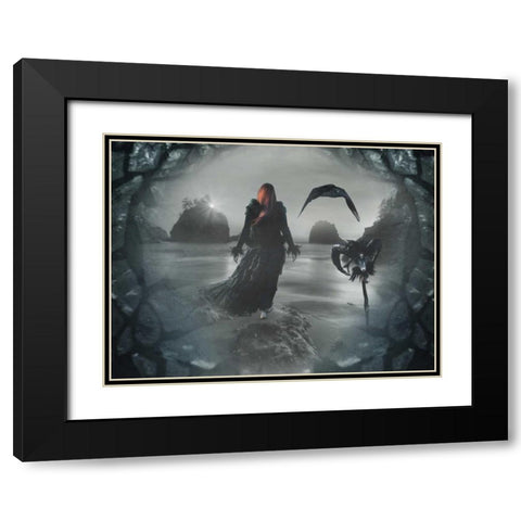 Afar Black Modern Wood Framed Art Print with Double Matting by Babette