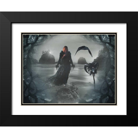 Afar Black Modern Wood Framed Art Print with Double Matting by Babette