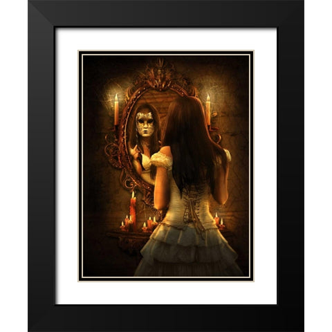 Bal Du Mask 2 Black Modern Wood Framed Art Print with Double Matting by Babette