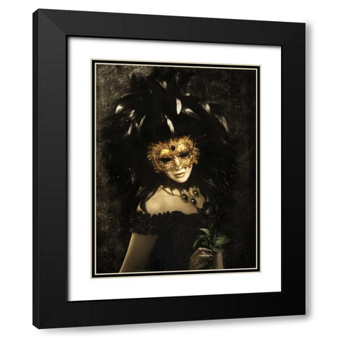 Bal Du Mask 3 Black Modern Wood Framed Art Print with Double Matting by Babette