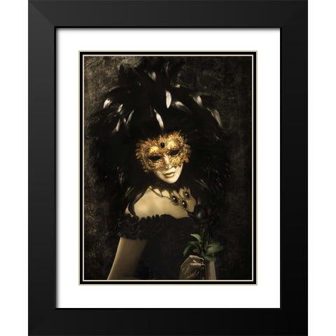 Bal Du Mask 3 Black Modern Wood Framed Art Print with Double Matting by Babette