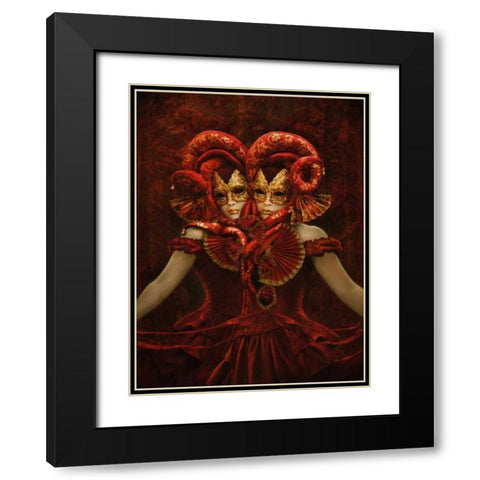 Bal Du Mask 4 Black Modern Wood Framed Art Print with Double Matting by Babette