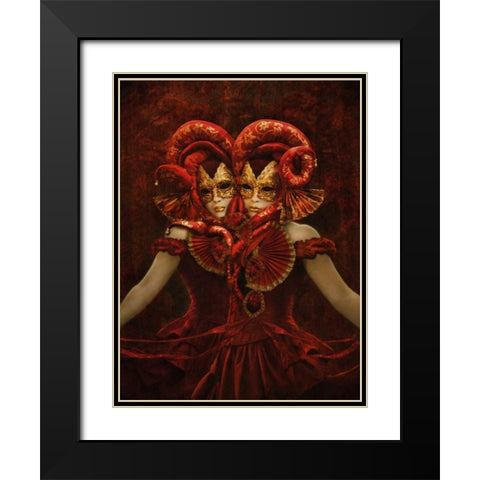 Bal Du Mask 4 Black Modern Wood Framed Art Print with Double Matting by Babette