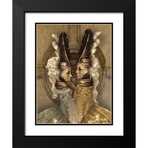Bal Du Mask 5 Black Modern Wood Framed Art Print with Double Matting by Babette