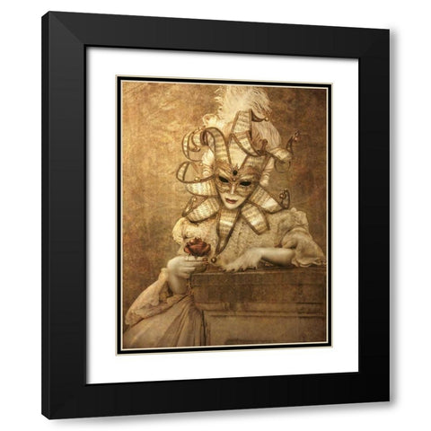 Bal Du Mask 6 Black Modern Wood Framed Art Print with Double Matting by Babette