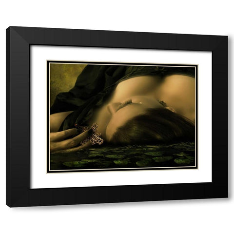 Teardrop Black Modern Wood Framed Art Print with Double Matting by Babette
