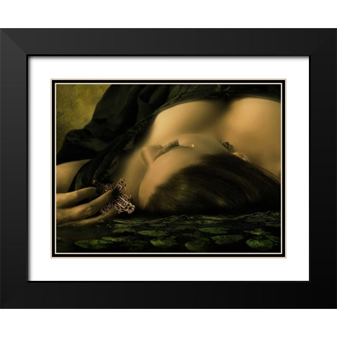 Teardrop Black Modern Wood Framed Art Print with Double Matting by Babette