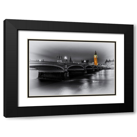 LONDON TOWER AND BIRDGE Black Modern Wood Framed Art Print with Double Matting by Kostka, Vladimir