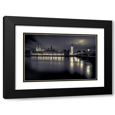 LONDON PARLIAMENT Black Modern Wood Framed Art Print with Double Matting by Kostka, Vladimir
