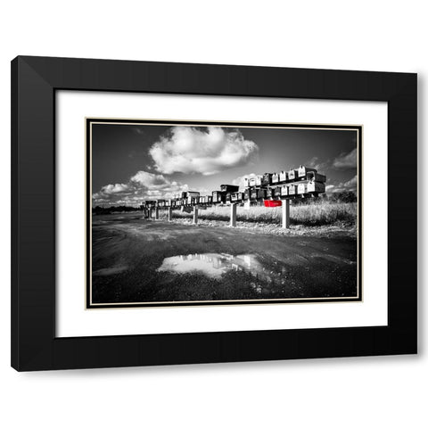 Mail Boxes Red Black Modern Wood Framed Art Print with Double Matting by Kostka, Vladimir