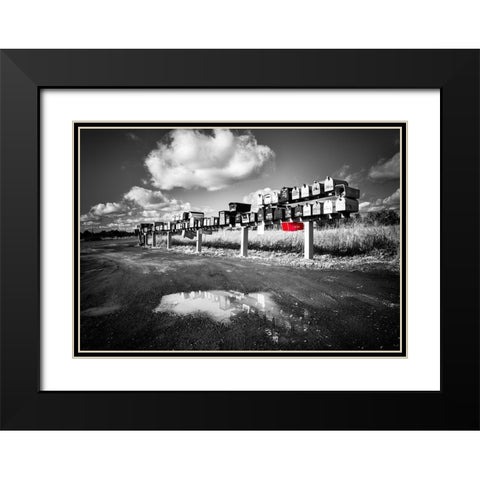 Mail Boxes Red Black Modern Wood Framed Art Print with Double Matting by Kostka, Vladimir