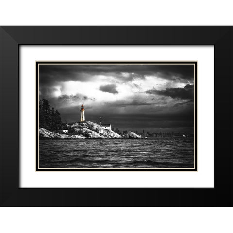 LIGHTHOUSE Black Modern Wood Framed Art Print with Double Matting by Kostka, Vladimir