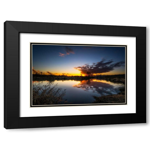SUNSET RIVER III Black Modern Wood Framed Art Print with Double Matting by Kostka, Vladimir