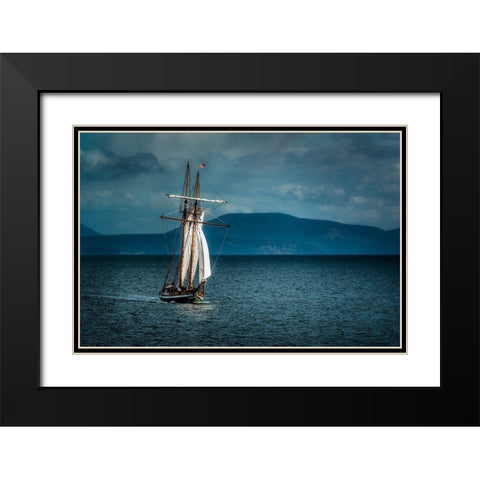 SAILING AWAY Black Modern Wood Framed Art Print with Double Matting by Kostka, Vladimir