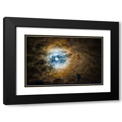 MOON WALKER Black Modern Wood Framed Art Print with Double Matting by Kostka, Vladimir