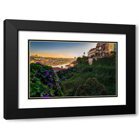 PORTO GARDENS Black Modern Wood Framed Art Print with Double Matting by Kostka, Vladimir