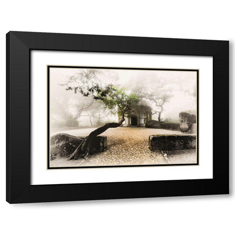 MISTY CHAPEL Black Modern Wood Framed Art Print with Double Matting by Kostka, Vladimir
