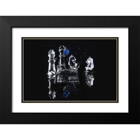WATER CHESS II Black Modern Wood Framed Art Print with Double Matting by Kostka, Vladimir