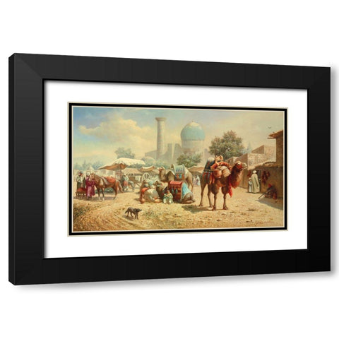 Caravan Black Modern Wood Framed Art Print with Double Matting by Chairudinov, A.