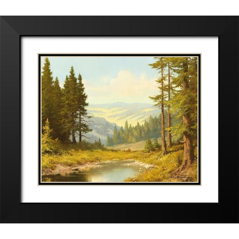 QUIET POND Black Modern Wood Framed Art Print with Double Matting by Bochmann, Joh.