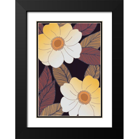 Golden Blooms I Black Modern Wood Framed Art Print with Double Matting by Verbeek-Van Den Broek