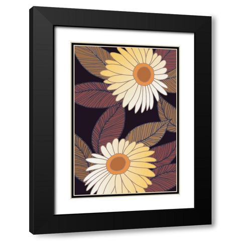 Golden Blooms II Black Modern Wood Framed Art Print with Double Matting by Verbeek-Van Den Broek