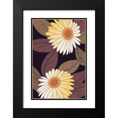 Golden Blooms II Black Modern Wood Framed Art Print with Double Matting by Verbeek-Van Den Broek