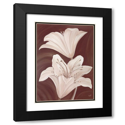 Chocolate Lillies Black Modern Wood Framed Art Print with Double Matting by Lake, Kaye