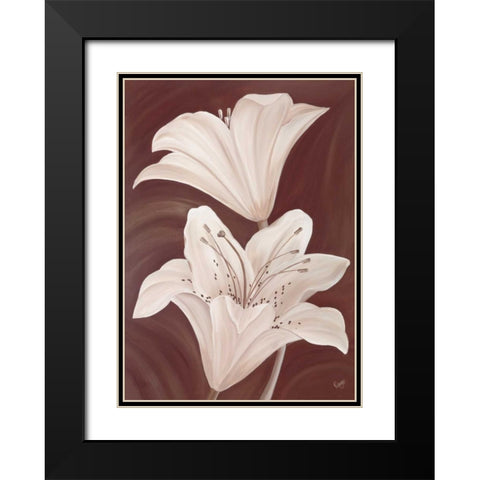Chocolate Lillies Black Modern Wood Framed Art Print with Double Matting by Lake, Kaye