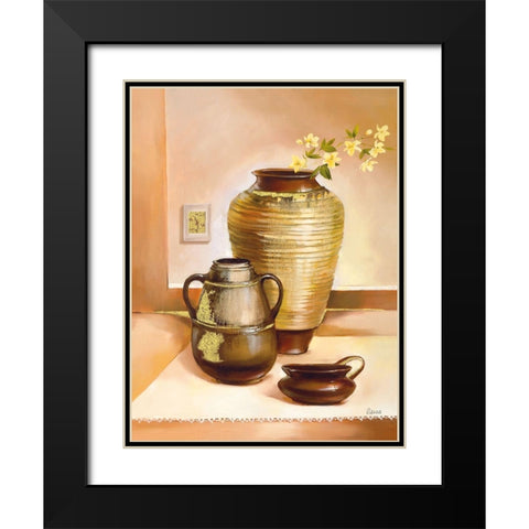 TRIESTE Black Modern Wood Framed Art Print with Double Matting by Olga
