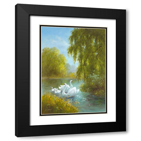 White Symphony II Black Modern Wood Framed Art Print with Double Matting by Smith, B.